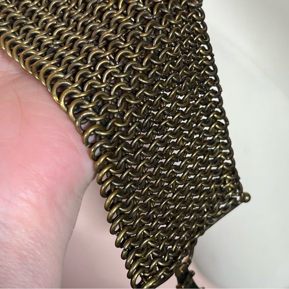 Vintage Y2K Heavy Gold Chainmail Victorian Medieval goth wide bracelet - Picture 6 of 17